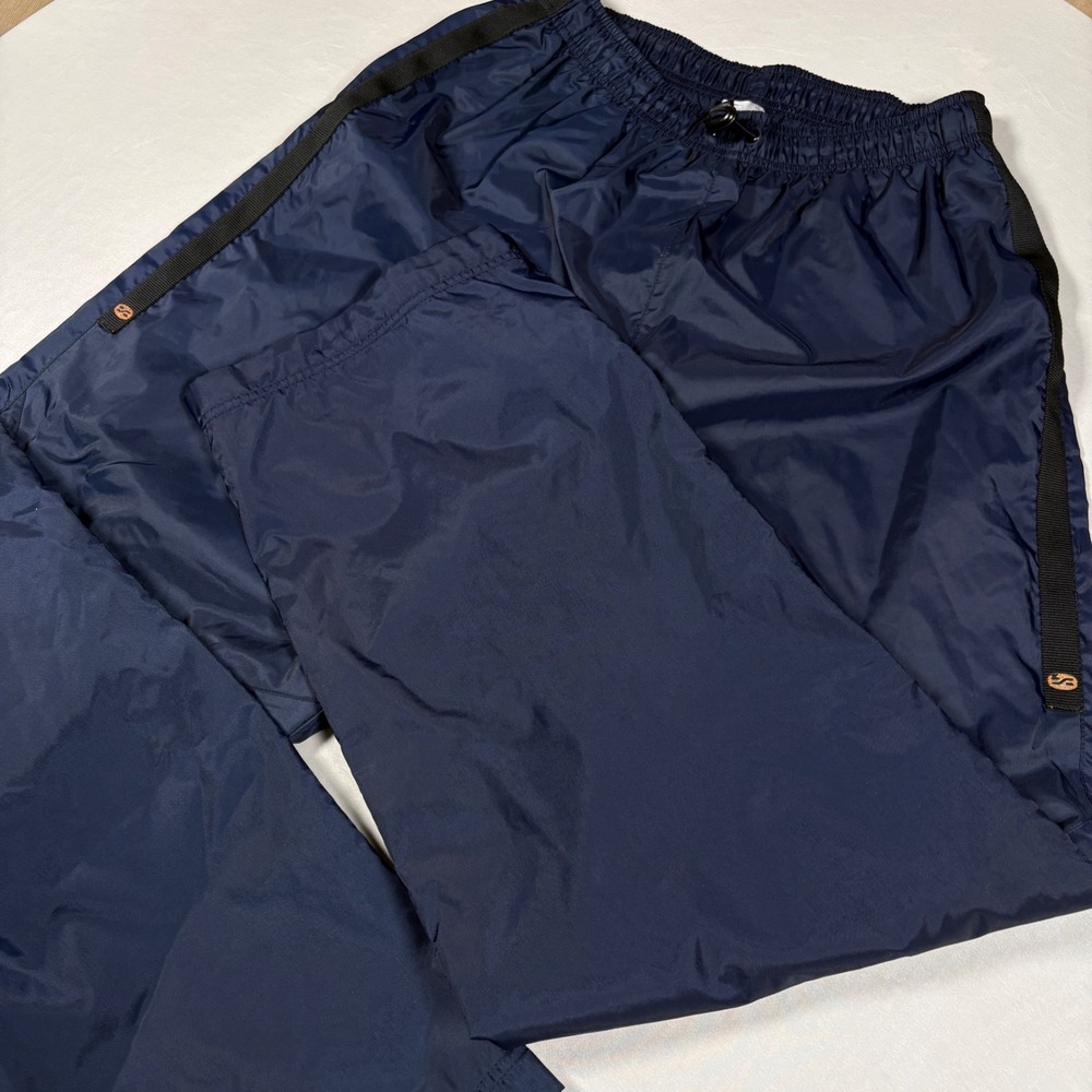 Vintage Nike Alpha Project Track Pants Mens L Navy Blue Windbreaker Rubber Logo